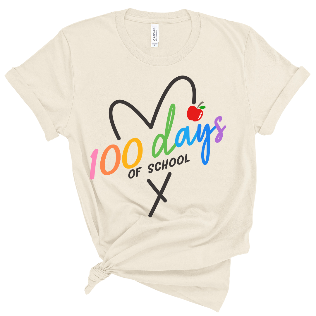 100 Days Of School Heart Tee