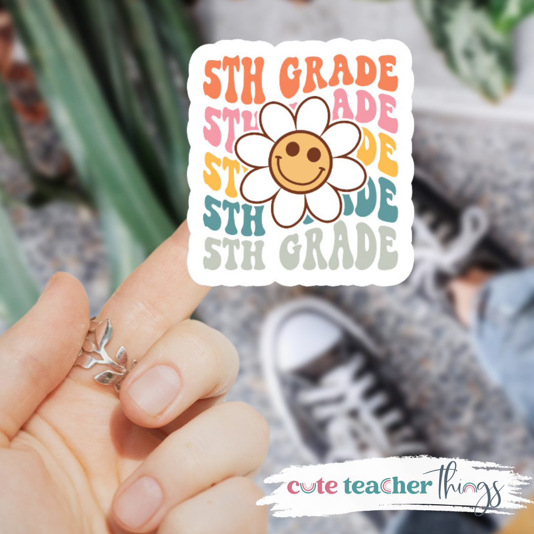 5th Grade Flower Stacked Sticker