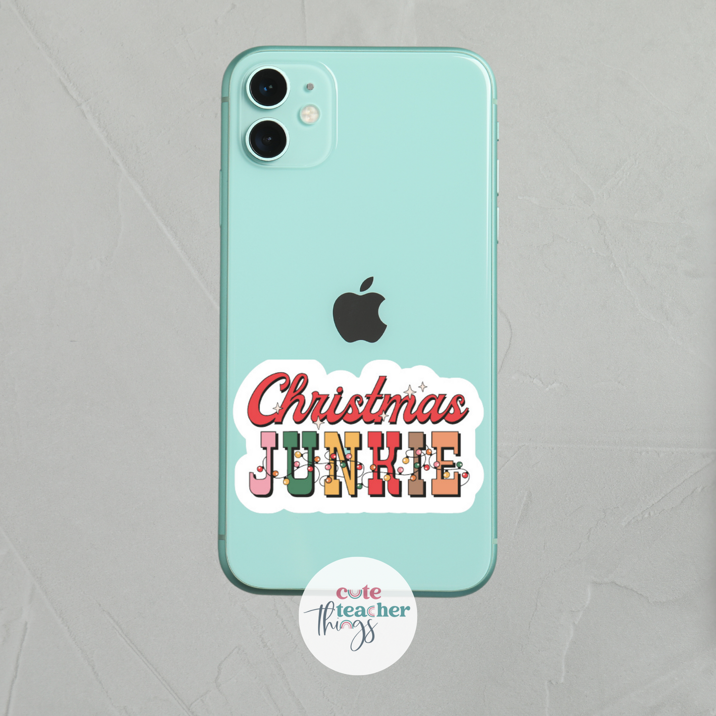 christmas junkie cellphone cases sticker, decorative, 2 to 3 inches in diameter