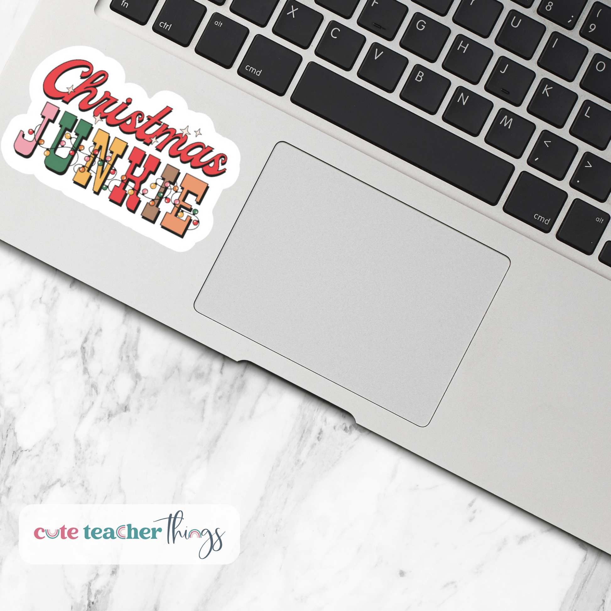 christmas junkie laptop sticker, christmas vibes, teacher laptop sticker