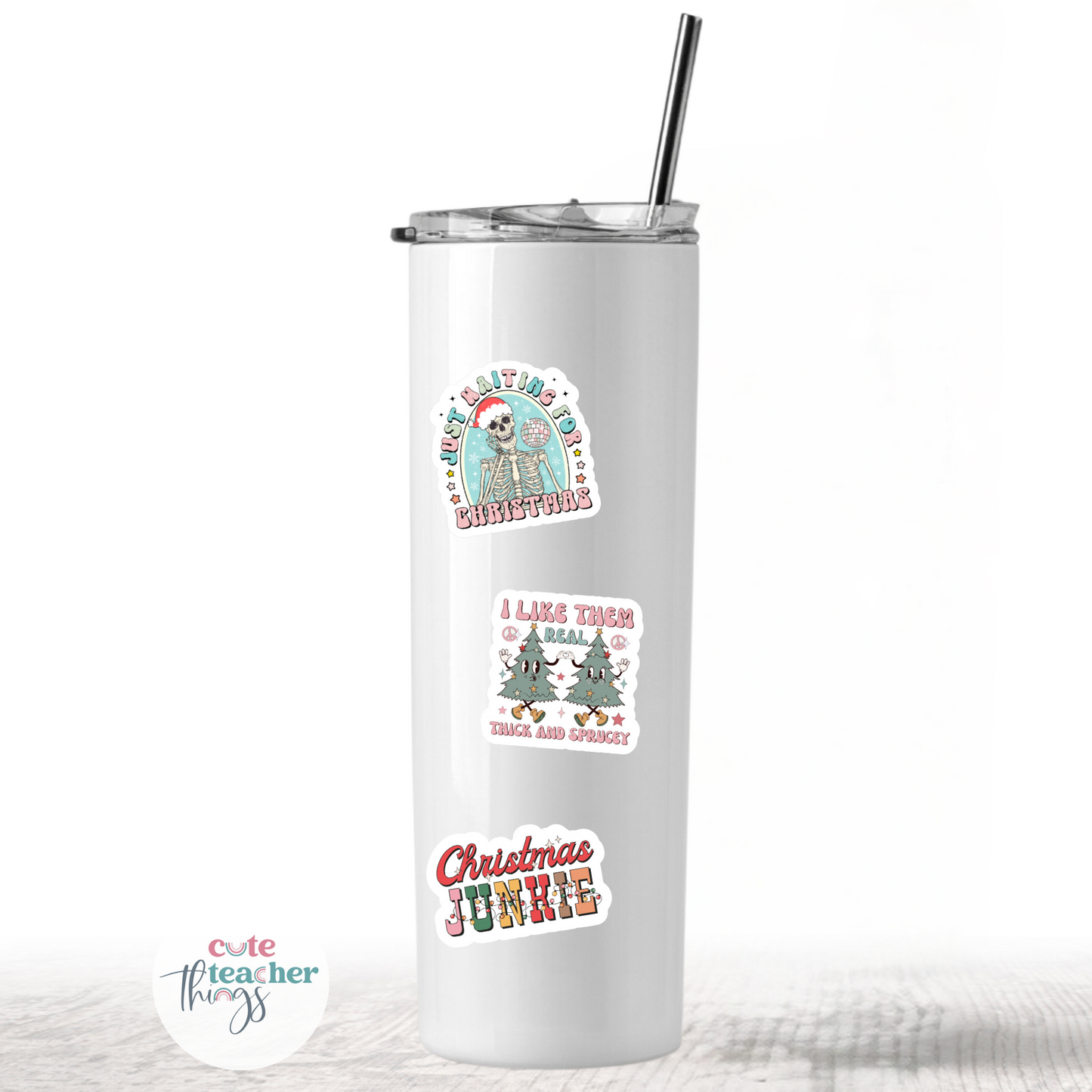 christmas junkie tumbler sticker, durable, weather proof