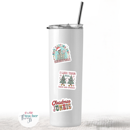 christmas junkie tumbler sticker, durable, weather proof