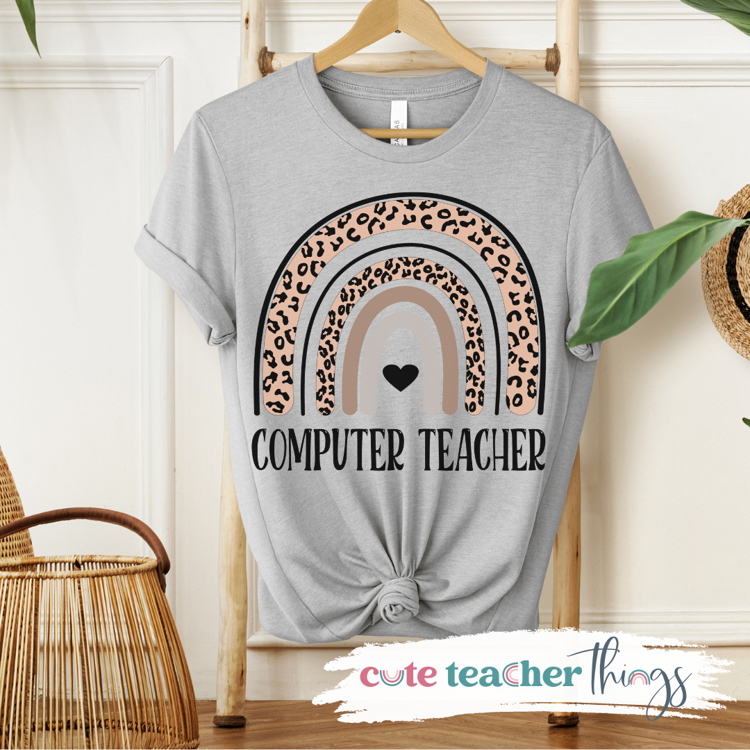 Computer Teacher Rainbow Tee