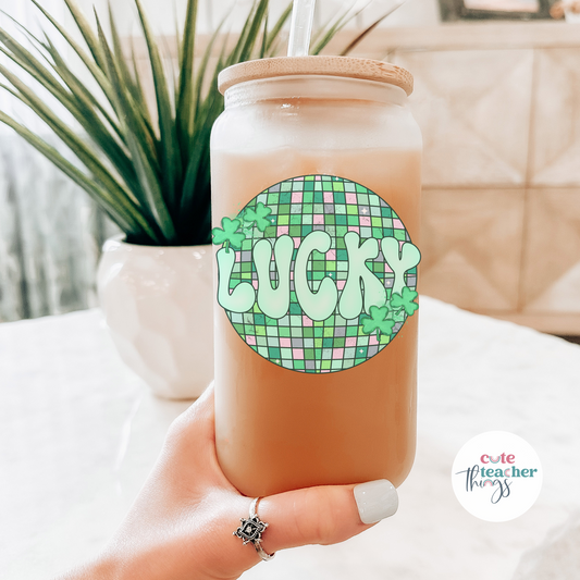 Lucky Disco Ball Frosted Glass Cup