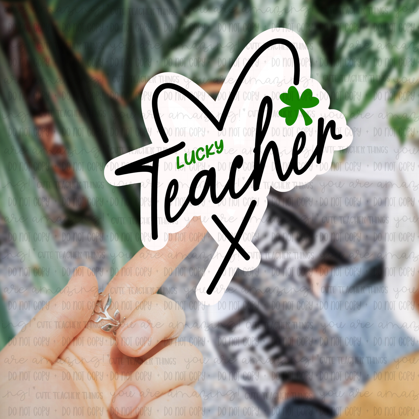 Lucky Teacher Heart Sticker