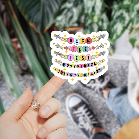 Rock The Test Don't Stress Sticker
