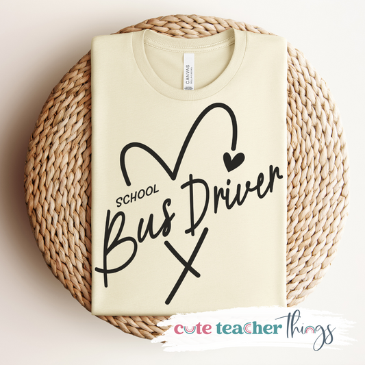 School Bus Driver Heart Tee