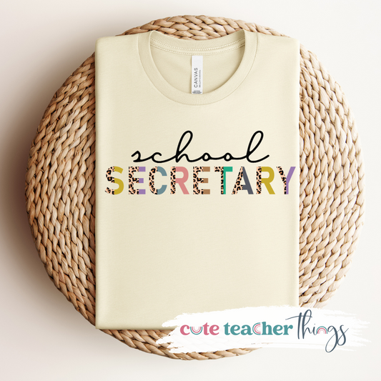 School Secretary Colored Leopard Tee