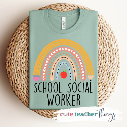 Social Worker Rainbow Pencil Tee