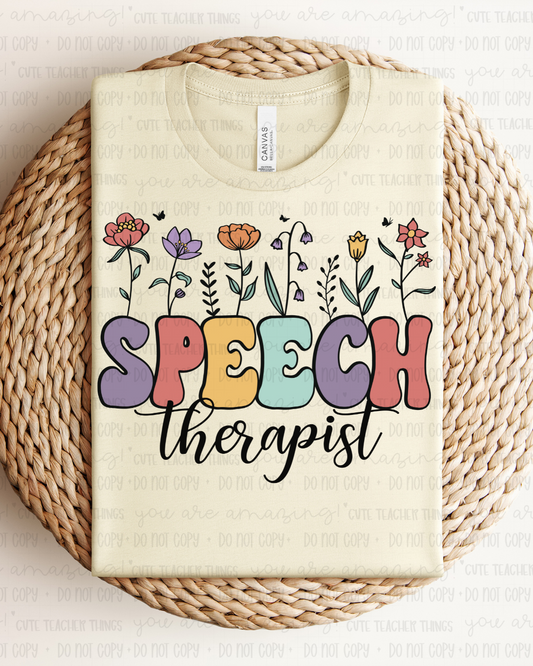 Speech Therapist Flower Tee