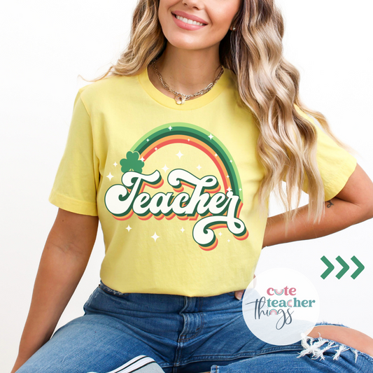 Teacher St. Patrick's Day Rainbow Tee