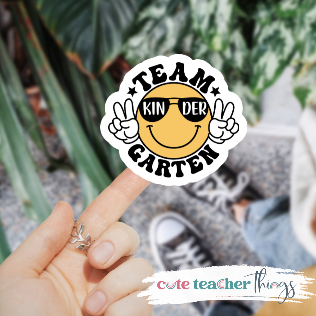 Team Kindergarten Smiley Face Sticker