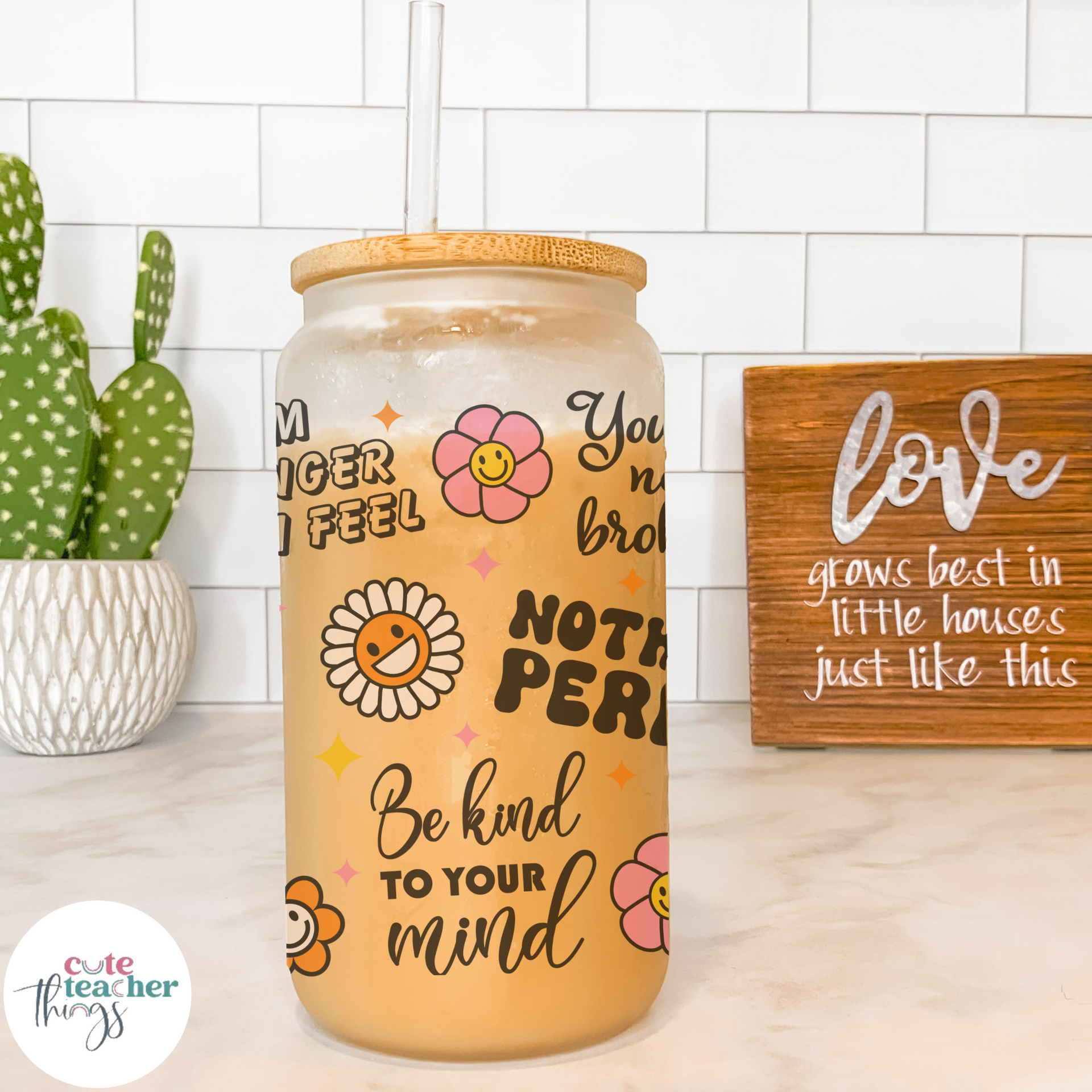 Be Kind To Your Mind Frosted Glass Cup