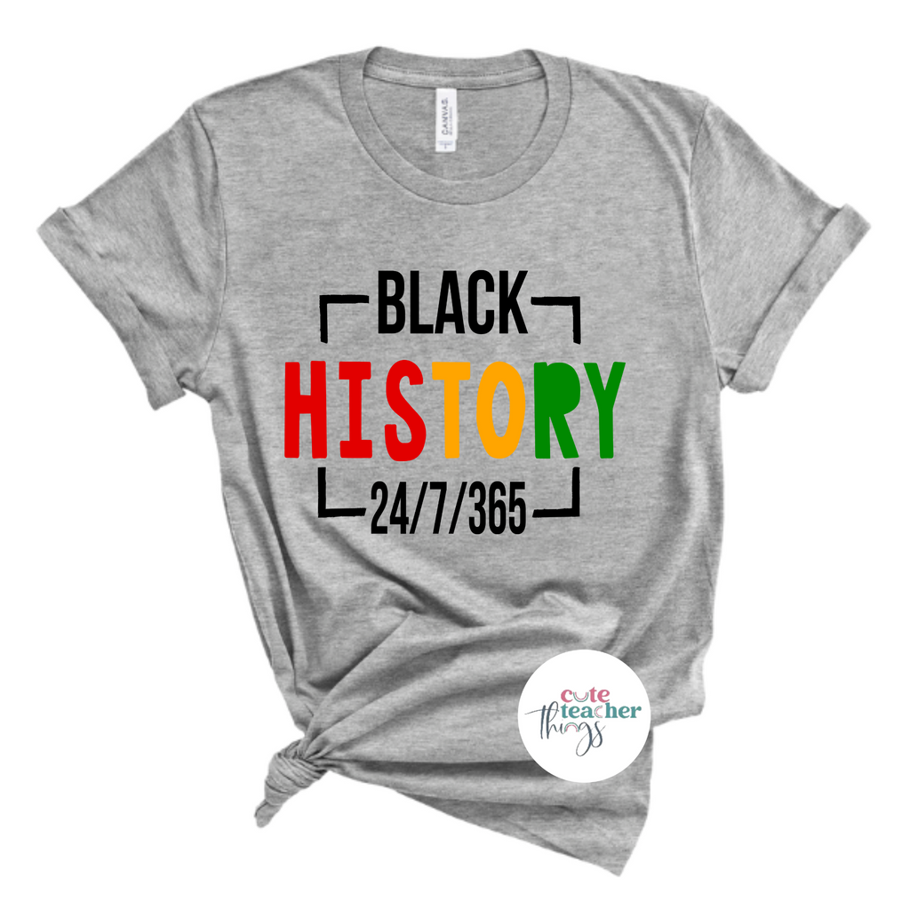 black history 24-7-365 tee, african-american pride t-shirt, black pride shirt