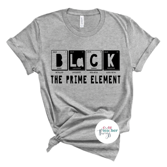 black the prime element tee, african-american t-shirt, black history shirt