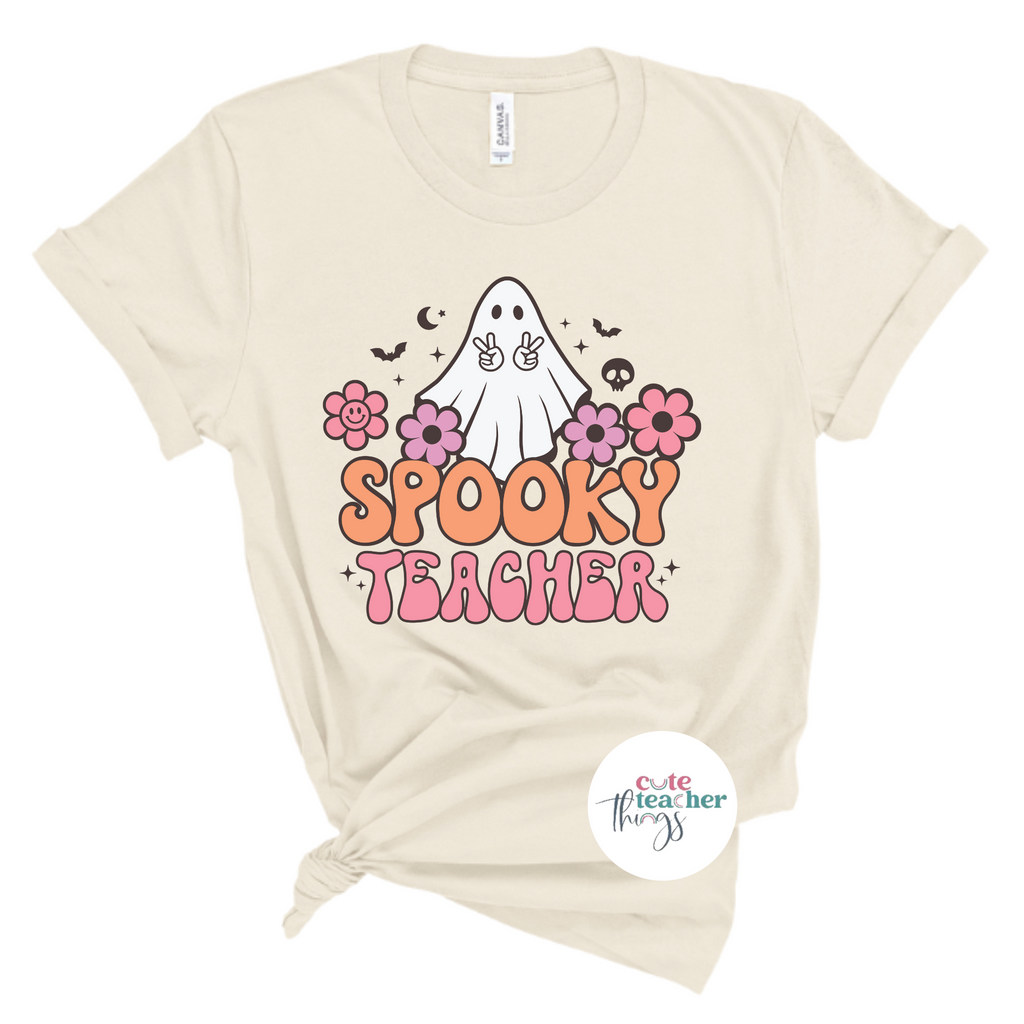 cute spooky teacher ghost tee, teacher halloween shirt, thanksgiving party t-shirt