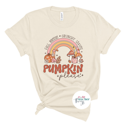 rainbow pumpkin please shirt, fall teacher apparel, pumpkin season t-shirt
