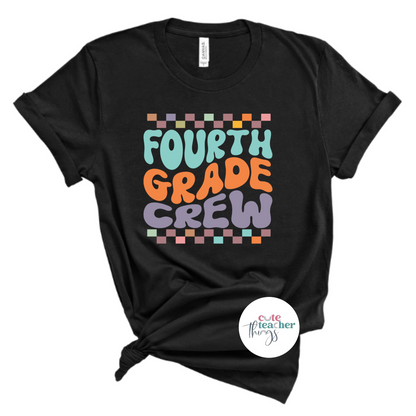 fourth grade crew tee, back to school t-shirt, teacher clothing