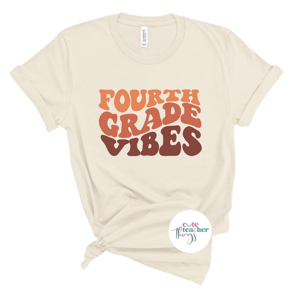 fourth grade vibes tee, teacher life shirt, back to school t-shirt, teacher appreciation, gift idea for teachers
