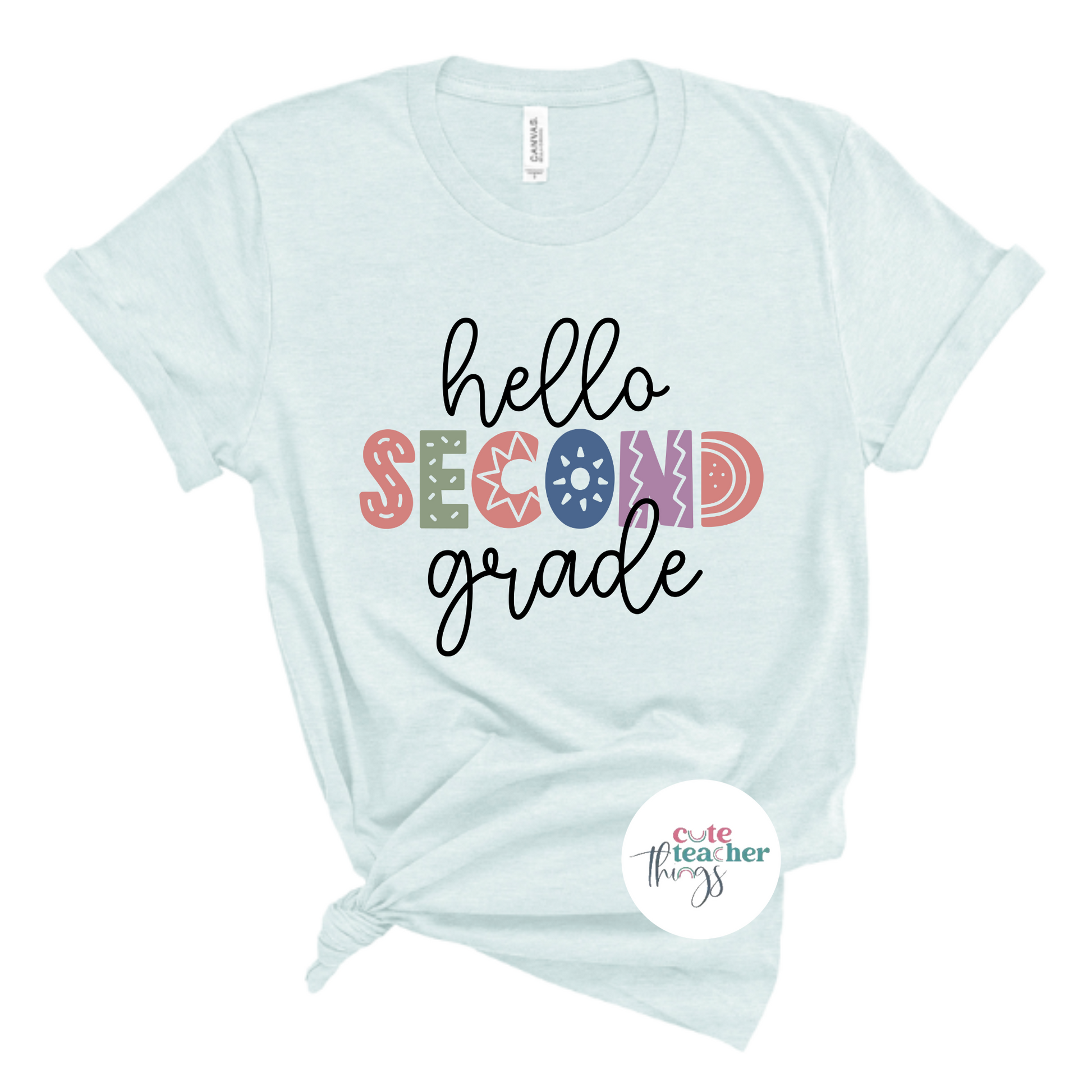 hello second grade tee, second grade teahers, first day of school t-shirt