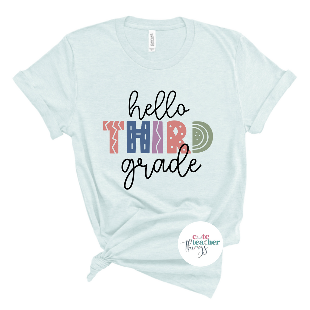 hello third grade2 tee, back to school shirt, appreciation gift