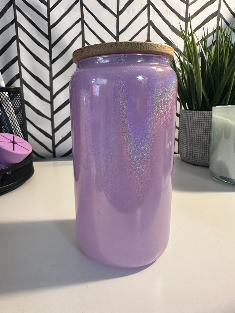 Glitter 18 oz Glass Cup