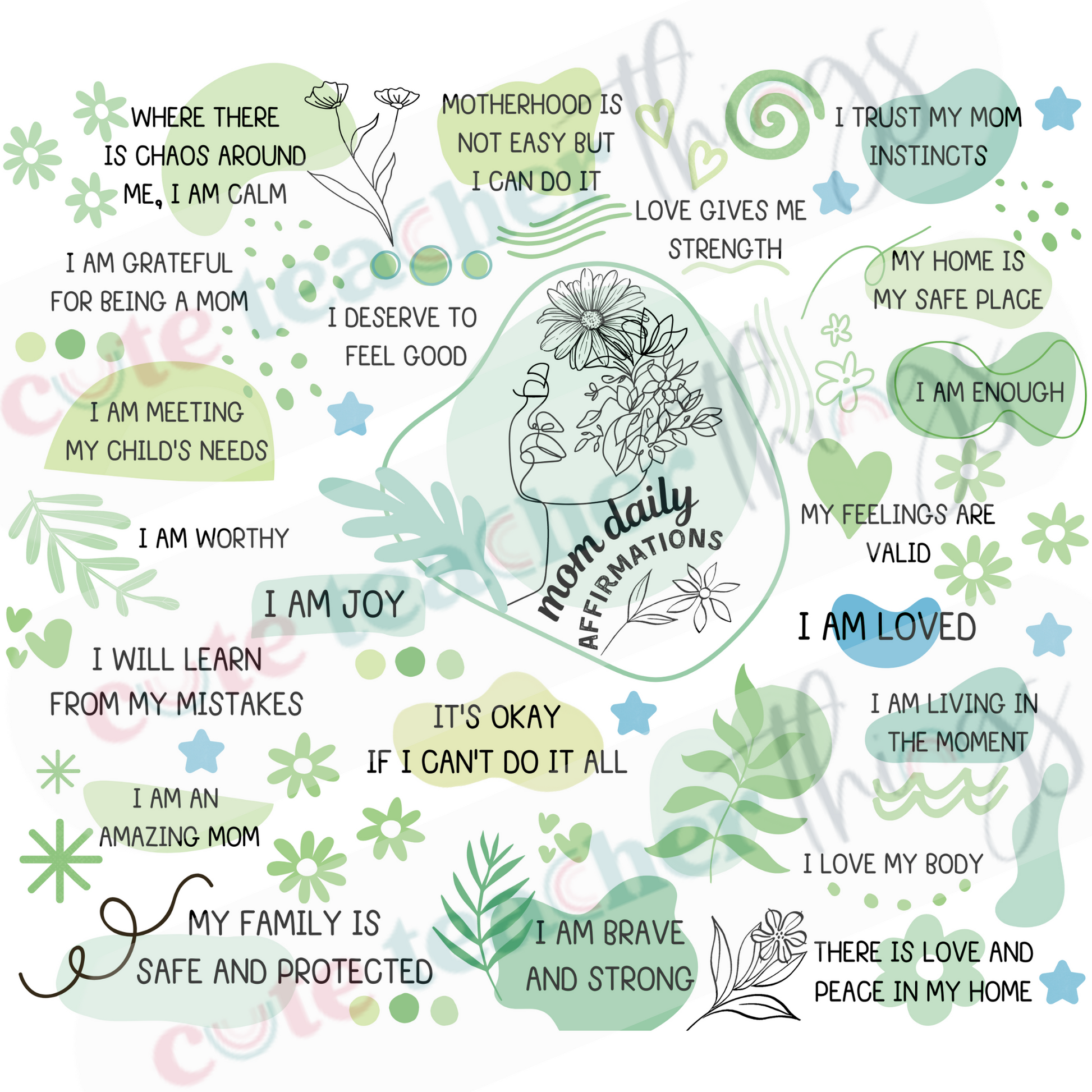 mom daily affirmations green design