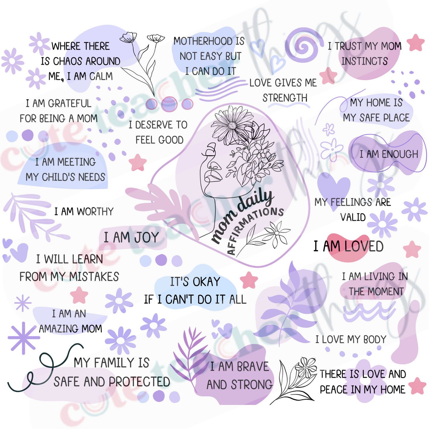 mom daily affirmations purple design