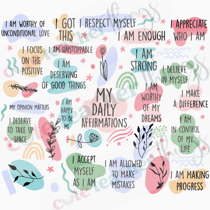 my daily affirmations tumbler wrap design