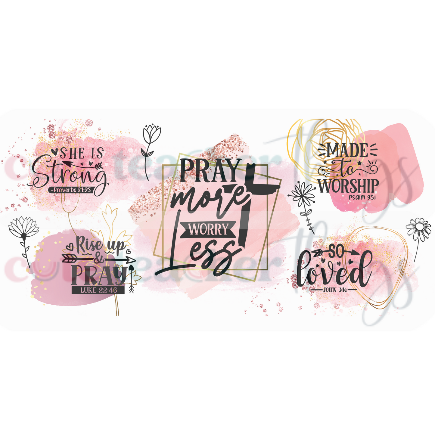 pray more worry less glass wrap design