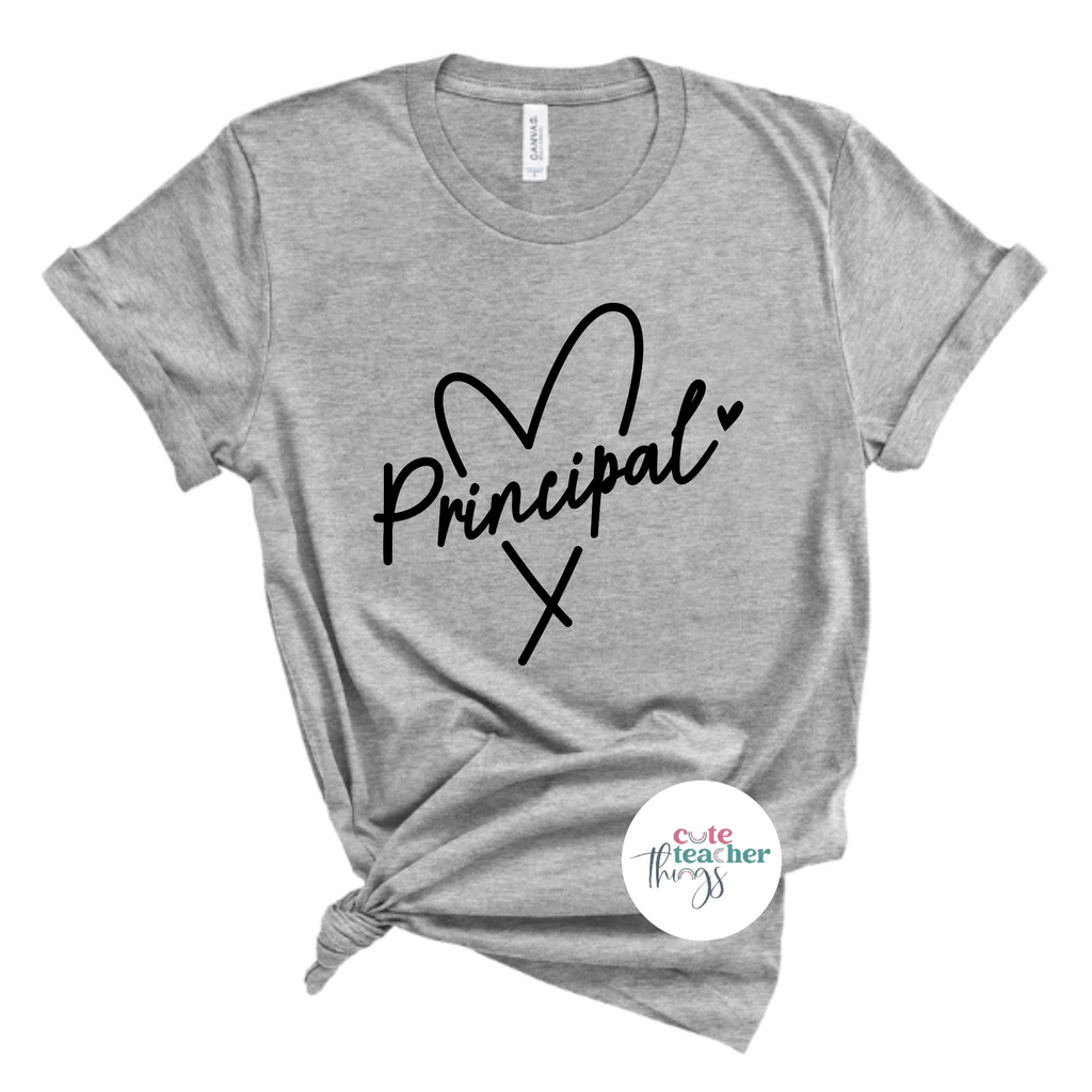 principal heart tee, school administrator t-shirt, school principal shirt