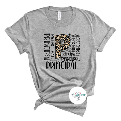 principal leopard print t-shirt, graphic tee for principal, unique and trendy shirt