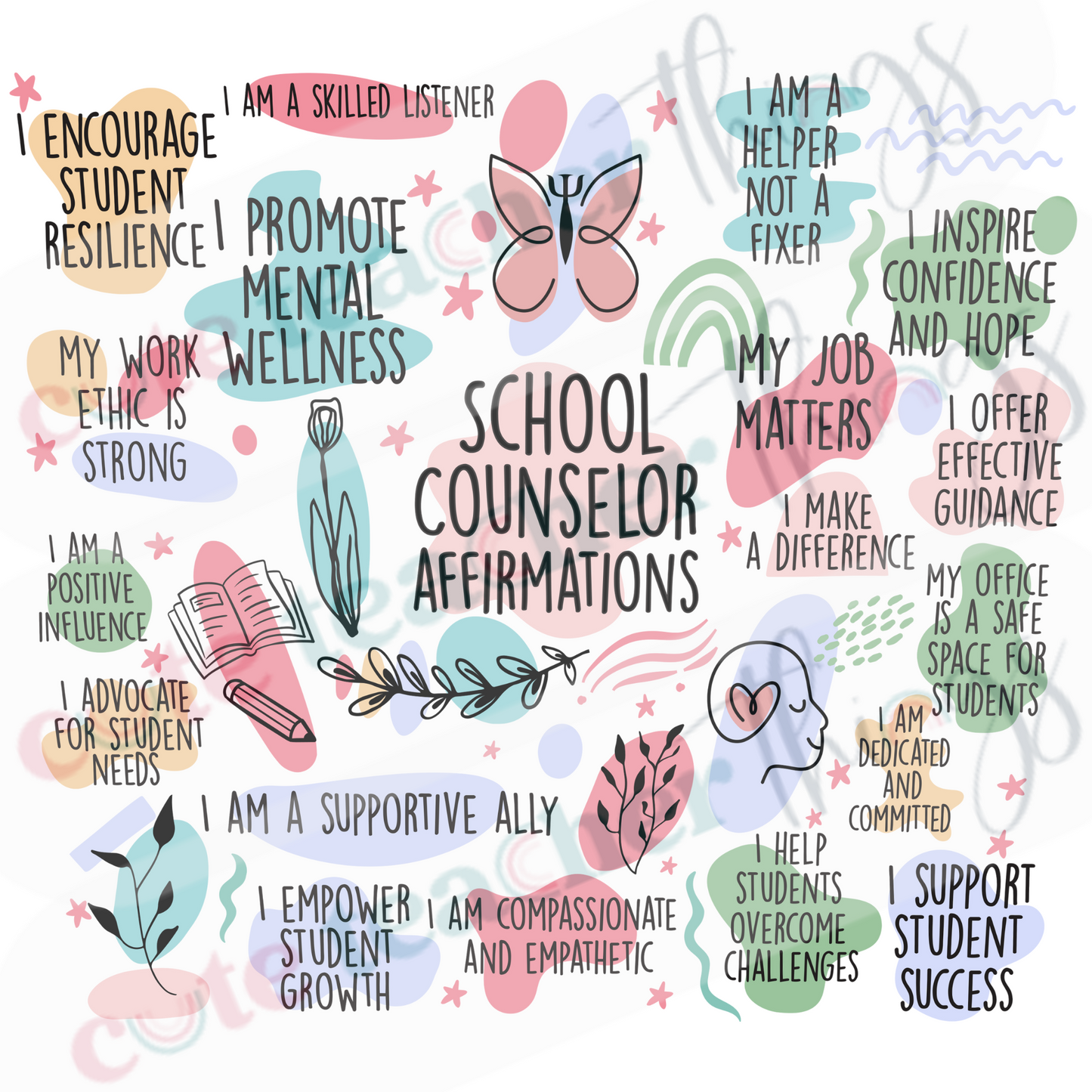 school counselor daily affirmations tapered design