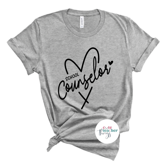 school counselor heart tee, first day of school t-shirt, school counselor squad