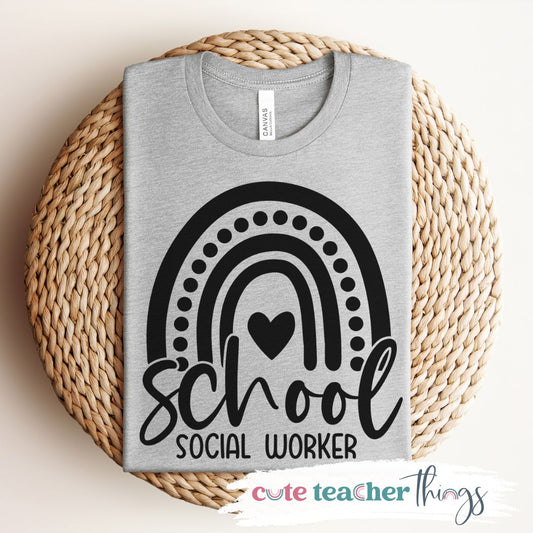 School Social Worker Rainbow Tee