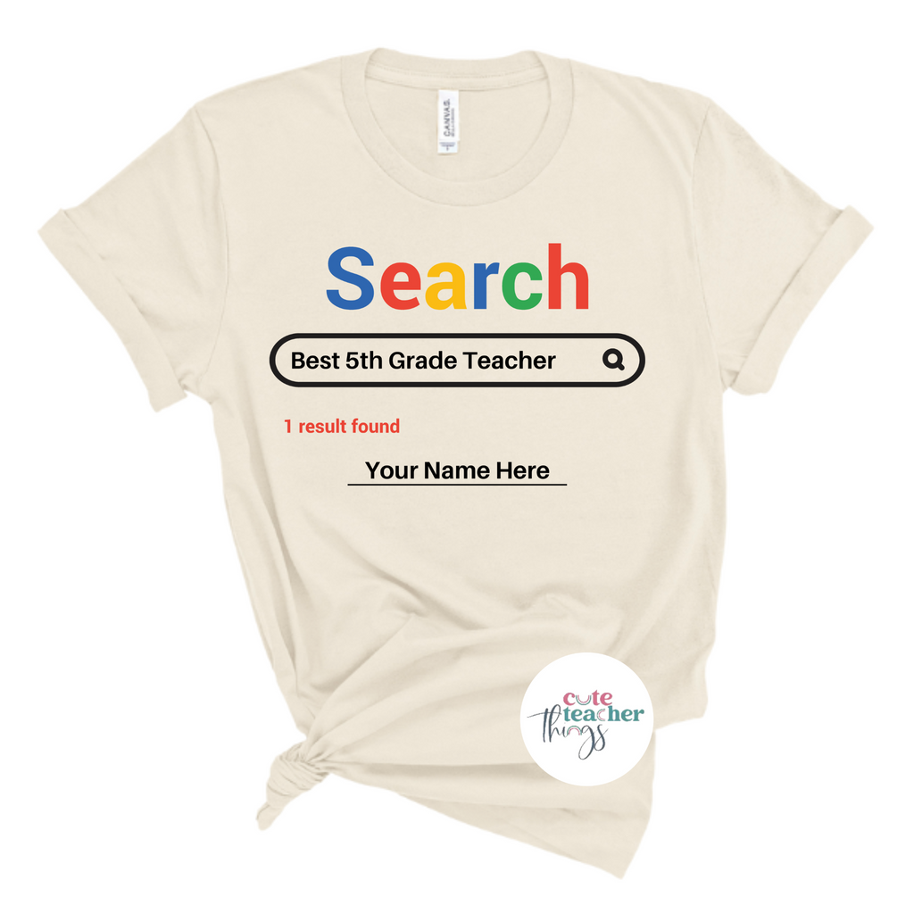 search best 5th grade teacher tee, 5th grade team t-shirt, teacher gift