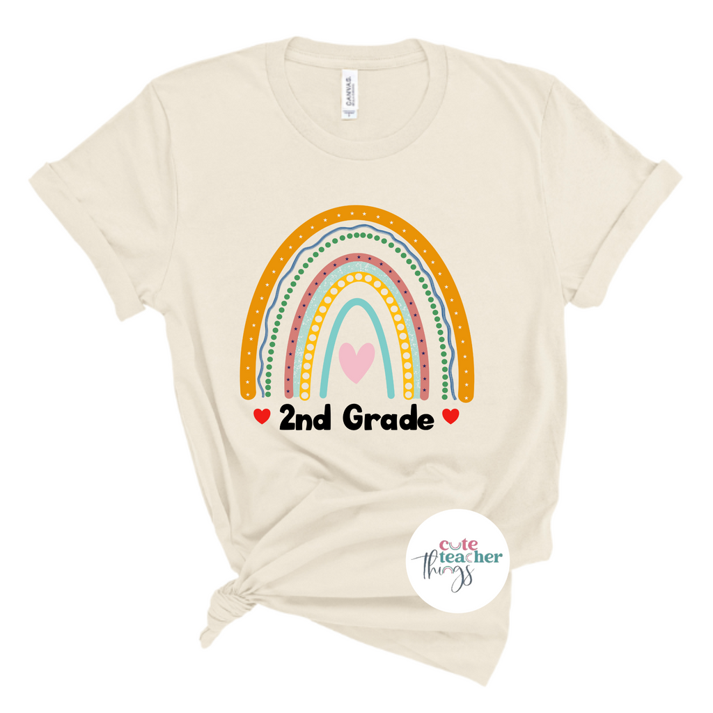 second grade rainbow tee, back to school shirt, teachers day gift, for second grade teachers t-shirt
