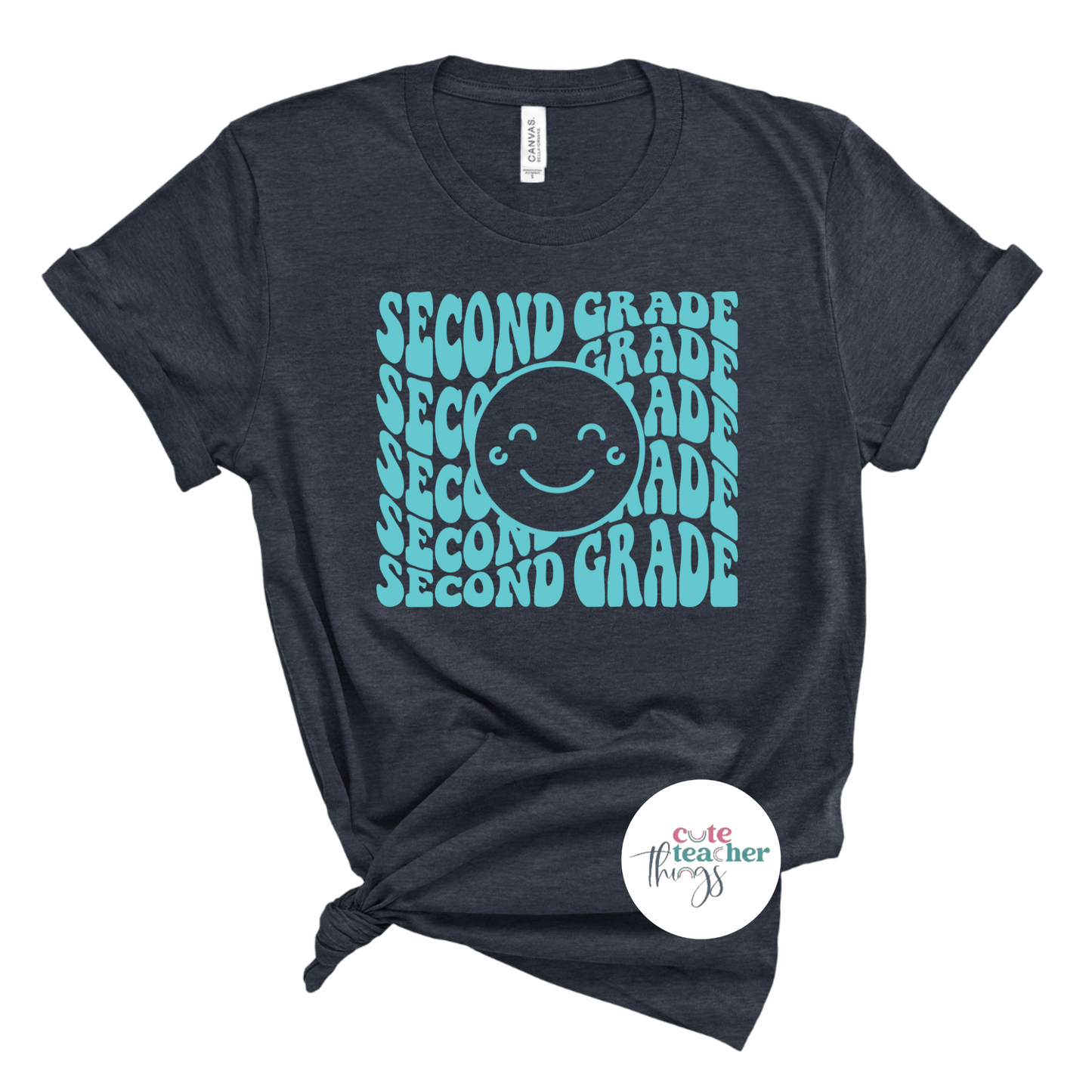 second grade smiley tee, teacher appreciation shirt, teacher gift