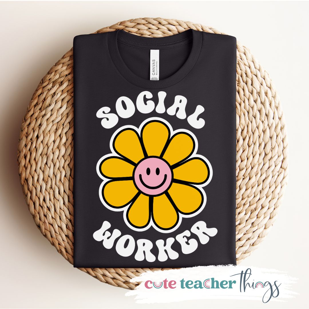Social Worker Retro Flower Tee