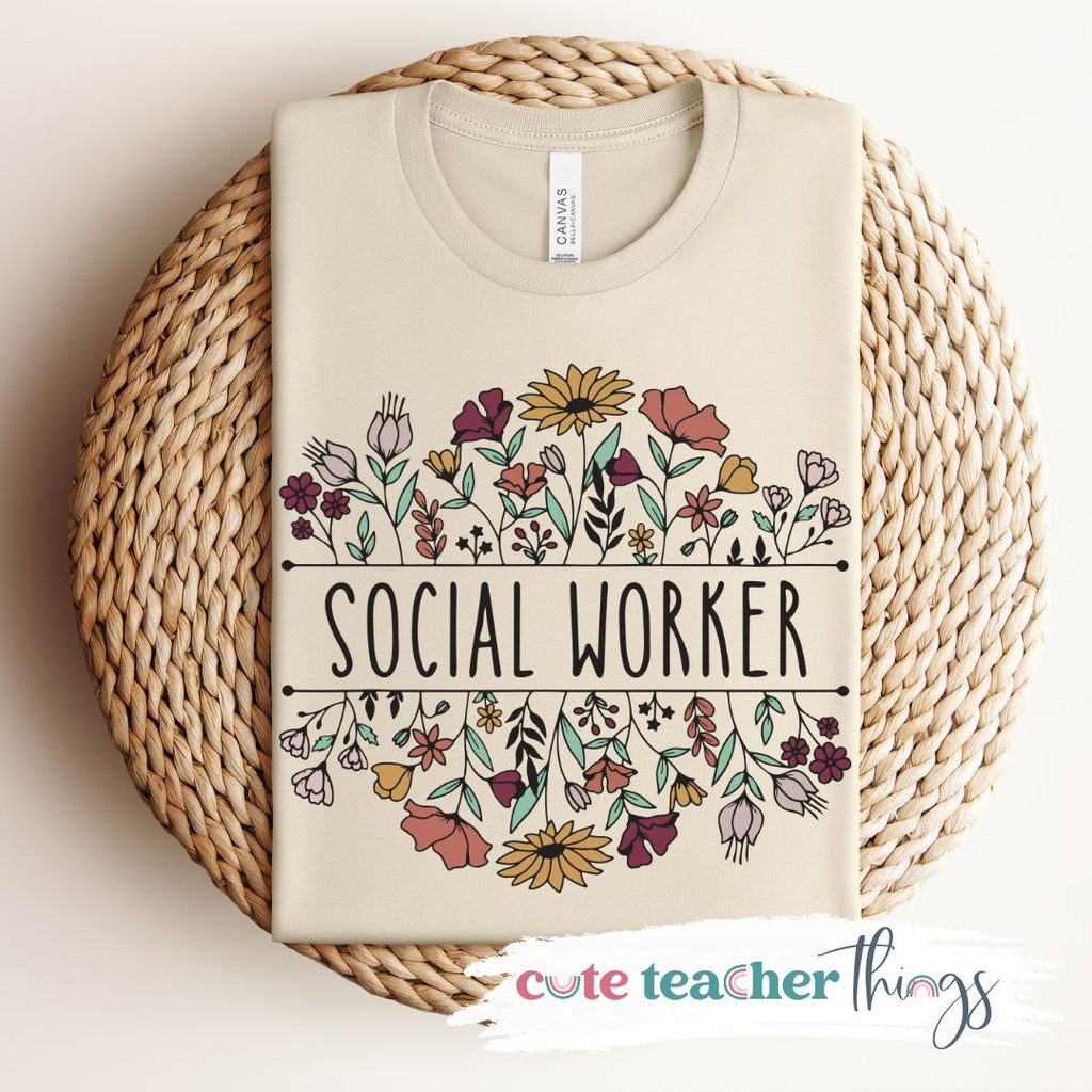 Social Worker Flowers Tee