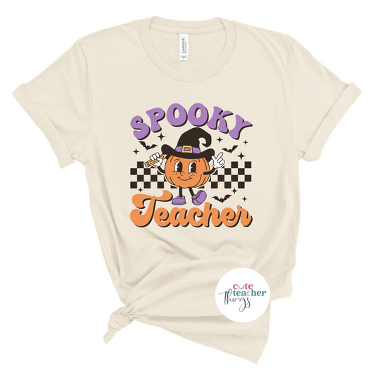 spooky pumpkin witch teacher tee, halloween party shirt, teacher pumpkin t-shirt