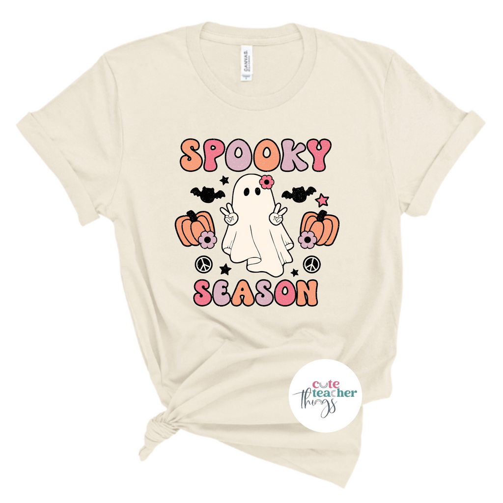 spooky season tee, halloween ghost shirt, cute fall season t-shirt for teachers, pumpkin shirt
