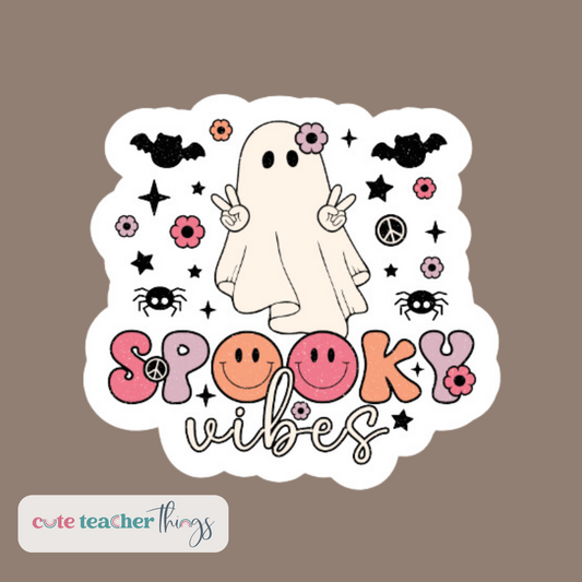 spooky vibes sticker, ghost, halloween sticker