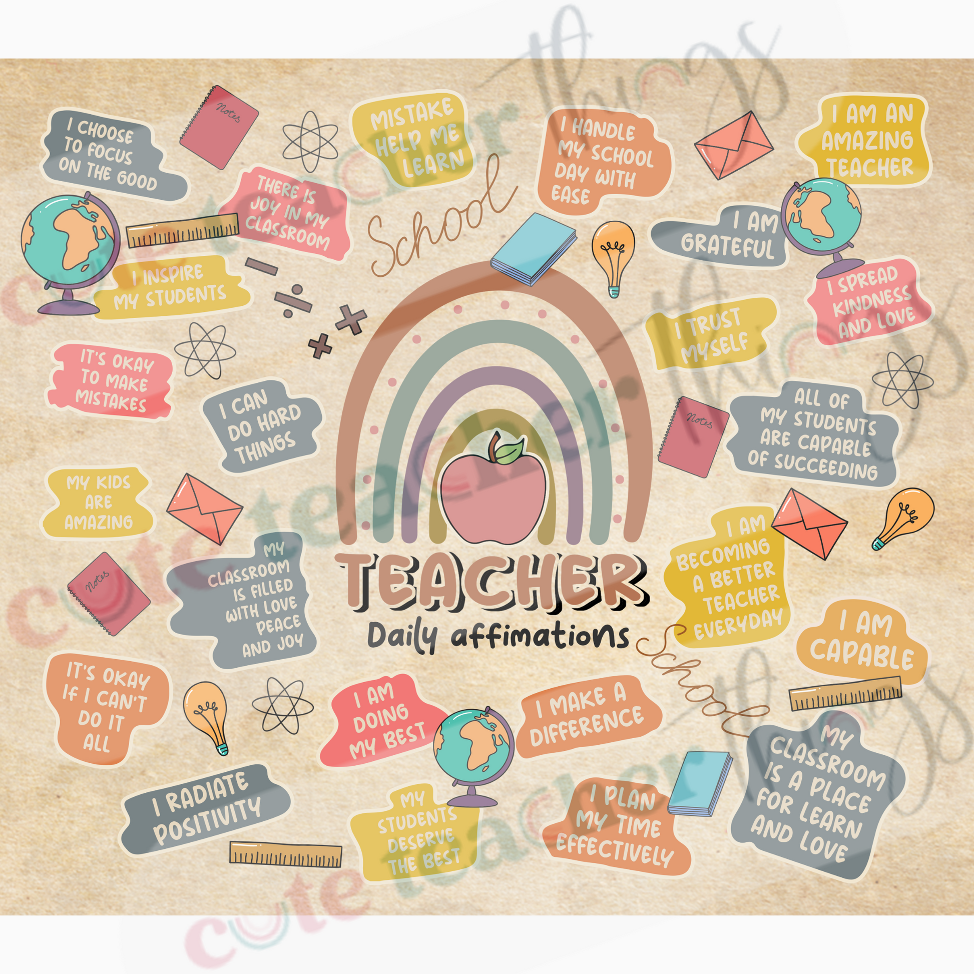 teacher daily affirmations rainbow design