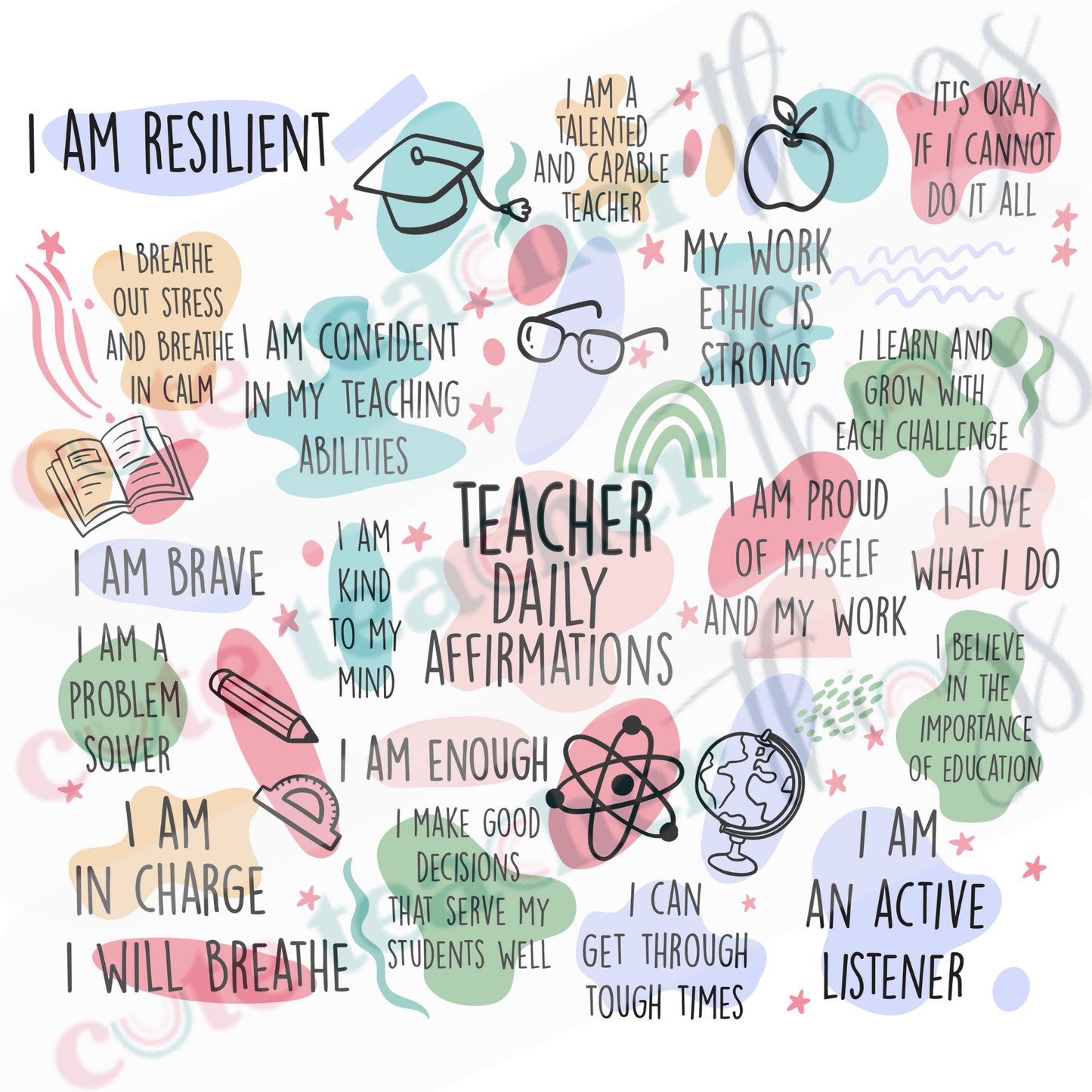 teacher daily affirmations tapered design