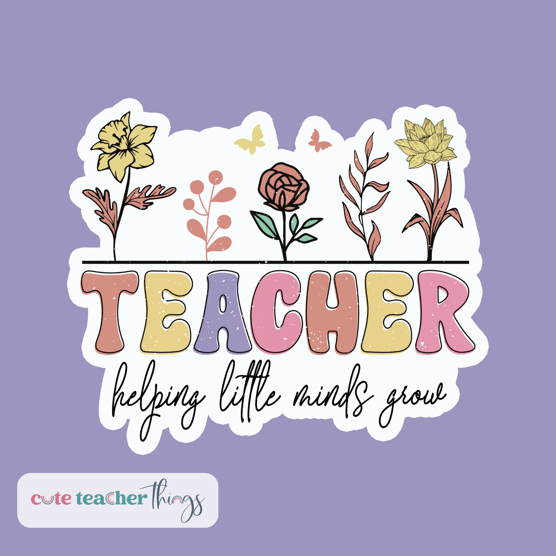 teacher life, floral sticker, teachers gift