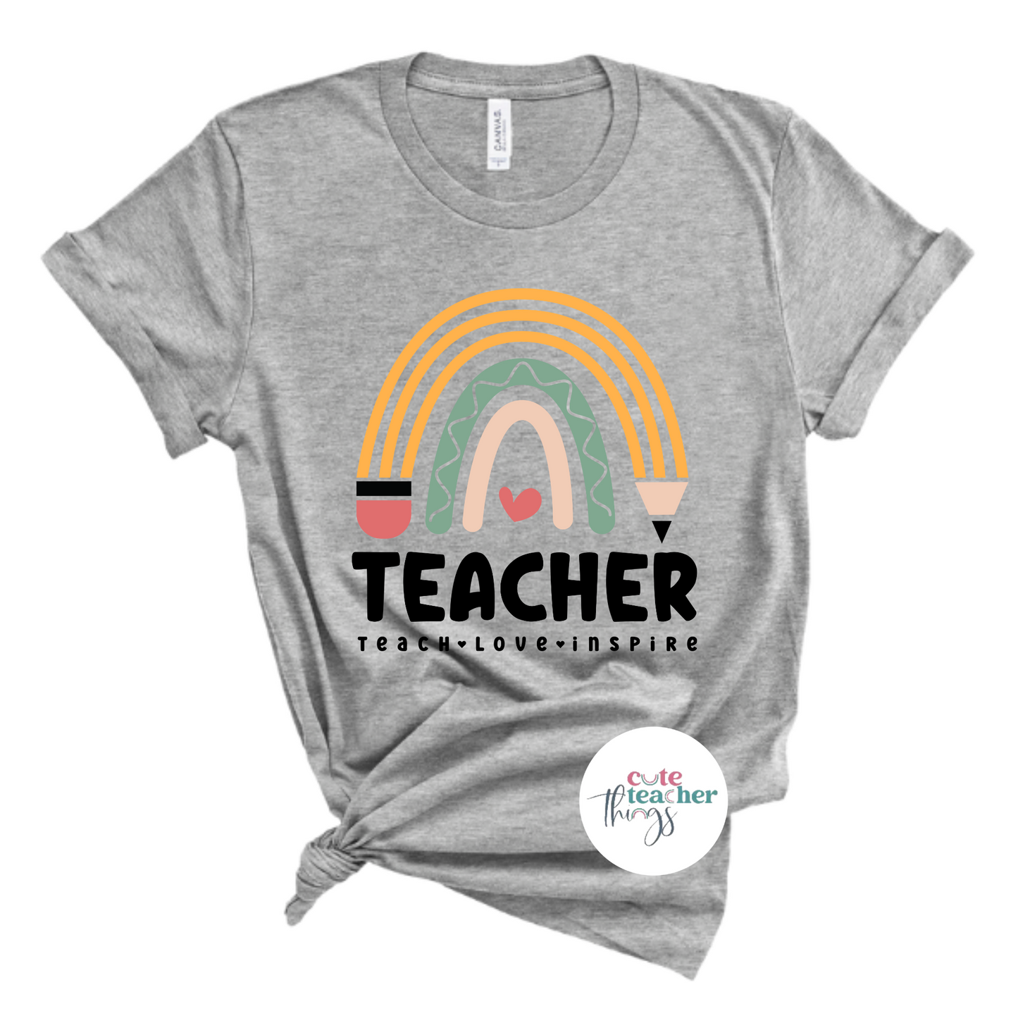 teacher apparel, teaching staff t-shirt, teach love inspire shirt