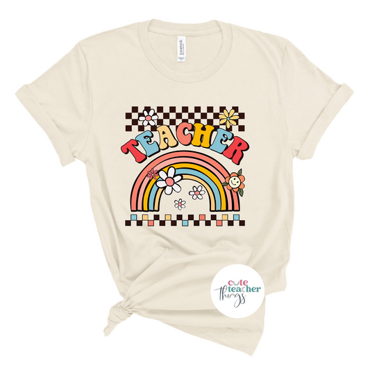 teacher rainbow tee, teacher life, teaching staff clothing