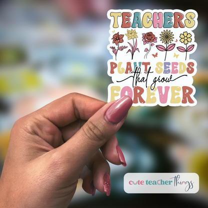 trendy,  floral teacher sticker, gift for teachers, weather proof