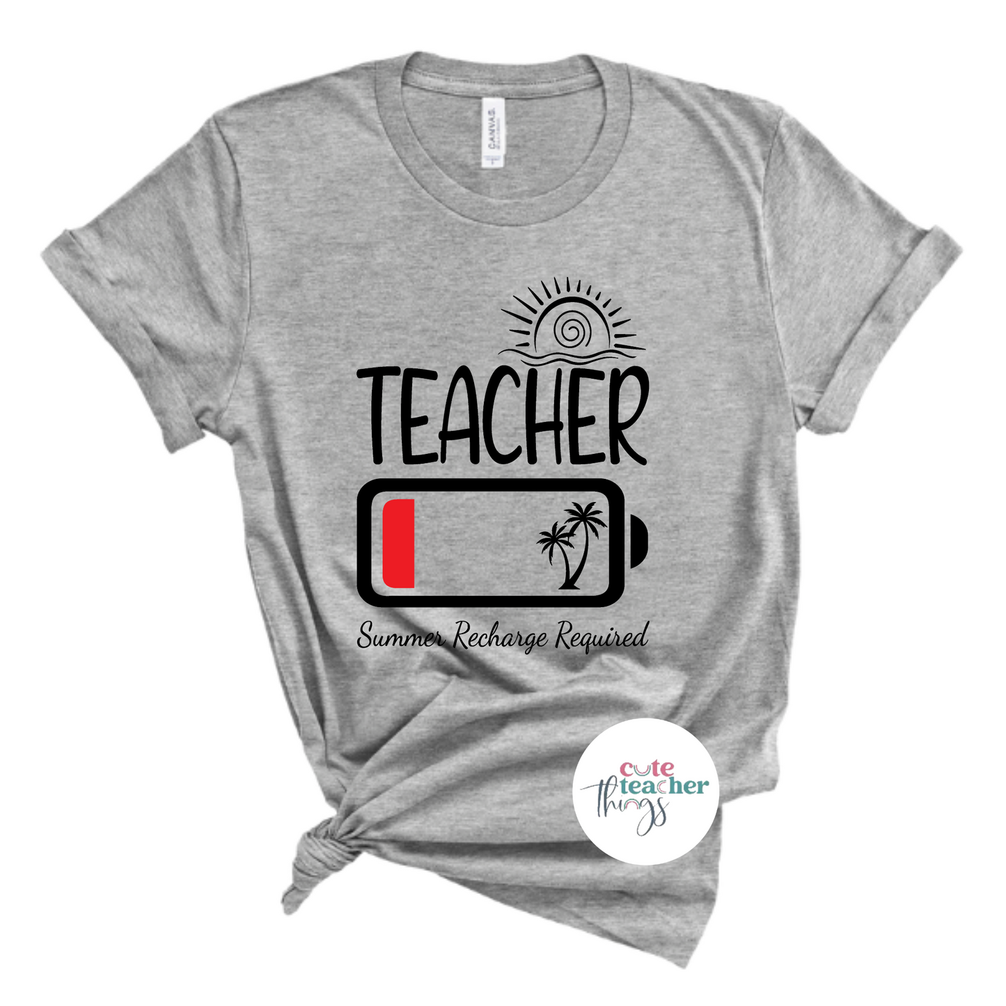 teacher summer recharge required tee, last day of school teachers shirts, funny teacher end of year gift, teacher battery low t-shirt